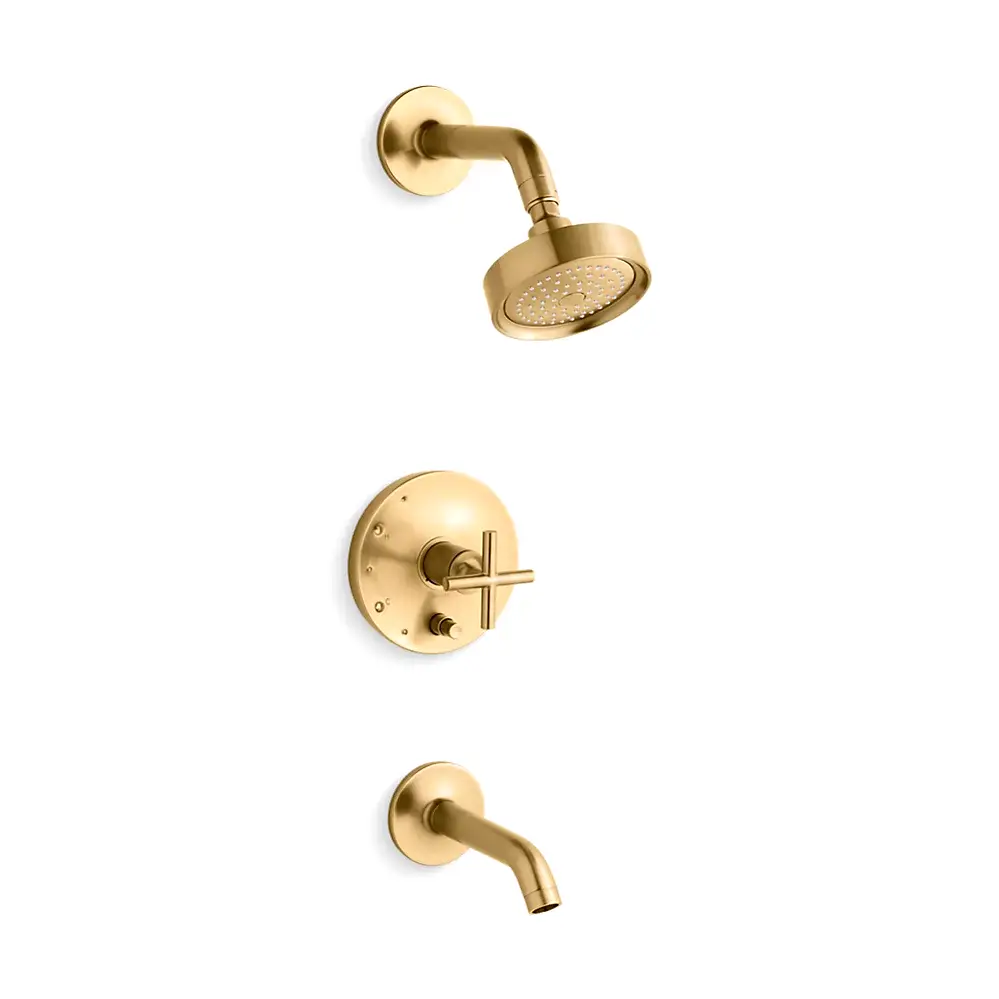Kohler T14420-3-2MB Purist Bath and Shower Trim Kit Vibrant Brushed Moderne Brass
