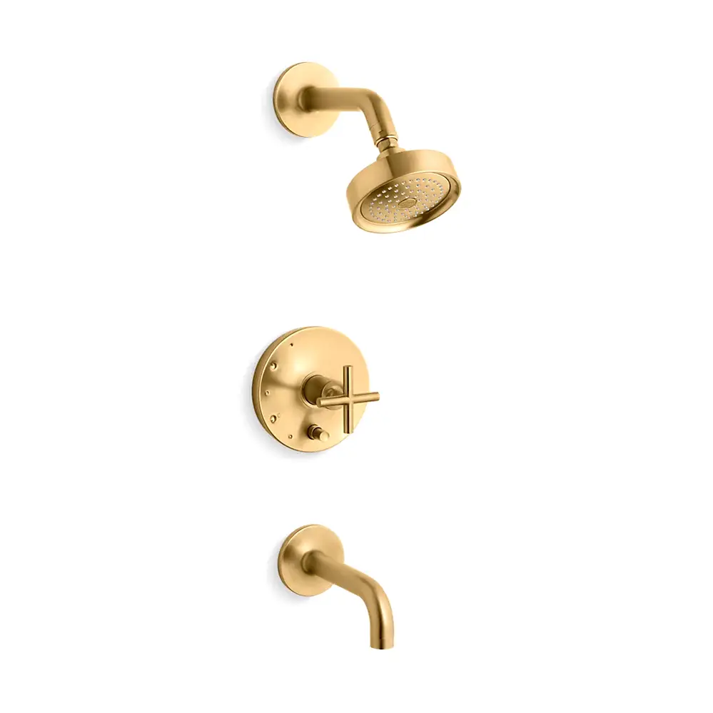 Kohler T14421-3-2MB Purist Rite-Temp Bath and Shower Trim Kit Vibrant Brushed Moderne Brass
