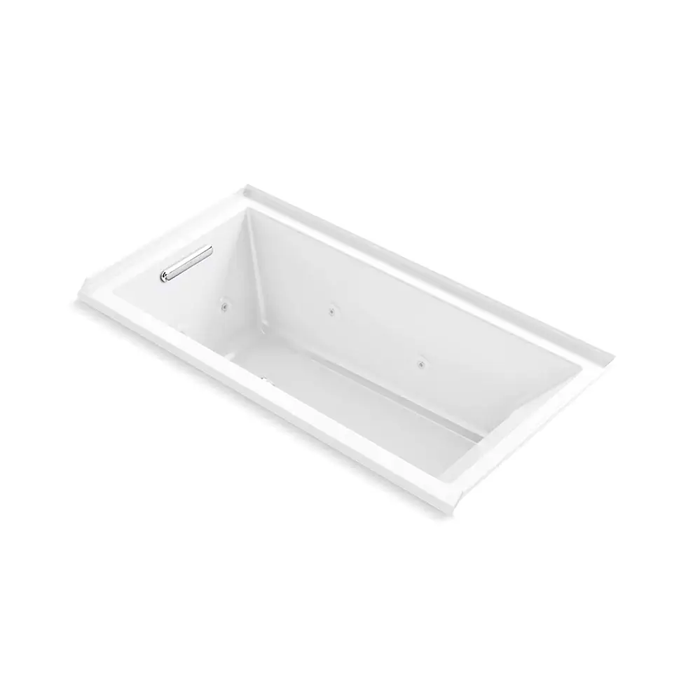 Kohler 1167-JLH-0 Underscore 60" x 30" Drop-in Heated Whirlpool Bath Left Drain White