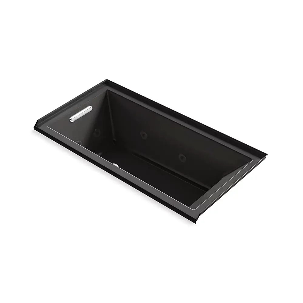 Kohler 1167-JLH-7 Underscore 60" x 30" Drop-in Heated Whirlpool Bath Left Drain Black