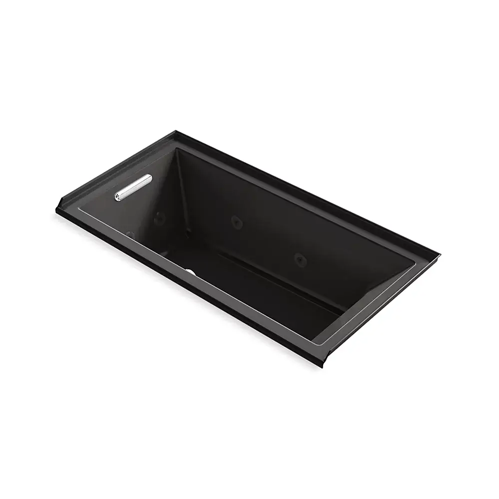 Kohler 1167-JRH-7 Underscore 60" x 30" Drop-in Heated Whirlpool Bath Right Drain Black