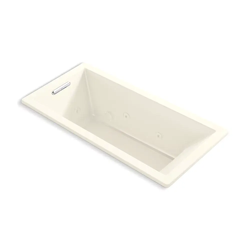 Kohler 1822-JH-96 Underscore 66" x 32" Drop-in Heated Whirlpool Bath Biscuit