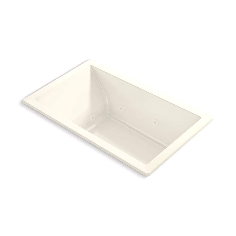 Kohler 1849-JH-96 Underscore 60" x 36" Drop-in Heated Whirlpool Bath Biscuit
