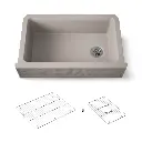 Kohler 29825-CM3 Cairn 34" Undermount Single Bowl Farmhouse Kitchen Sink Matte Taupe