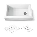 Kohler 29825-CM6 Cairn 34" Undermount Single Bowl Farmhouse Kitchen Sink Matte White