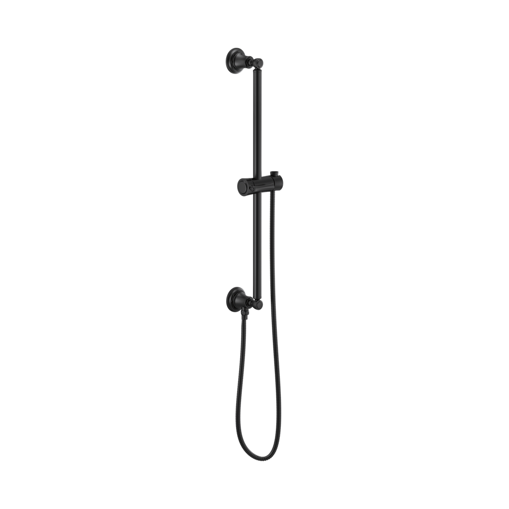Brizo 74795-BL Essential Shower Series Classic Round Slide Bar With Hose Matte Black