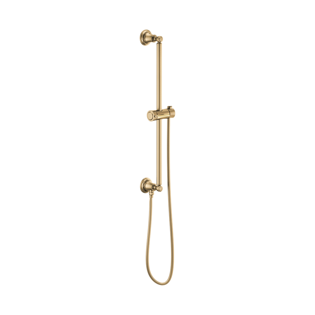 Brizo 74795-GL Essential Shower Series Classic Round Slide Bar With Hose Brilliance Luxe Gold