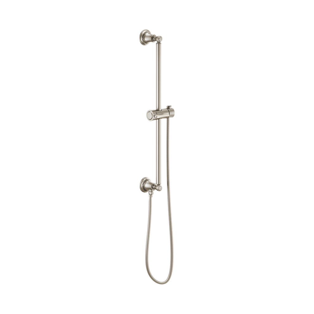 Brizo 74795-NK Essential Shower Series Classic Round Slide Bar With Hose Brilliance Luxe Nickel