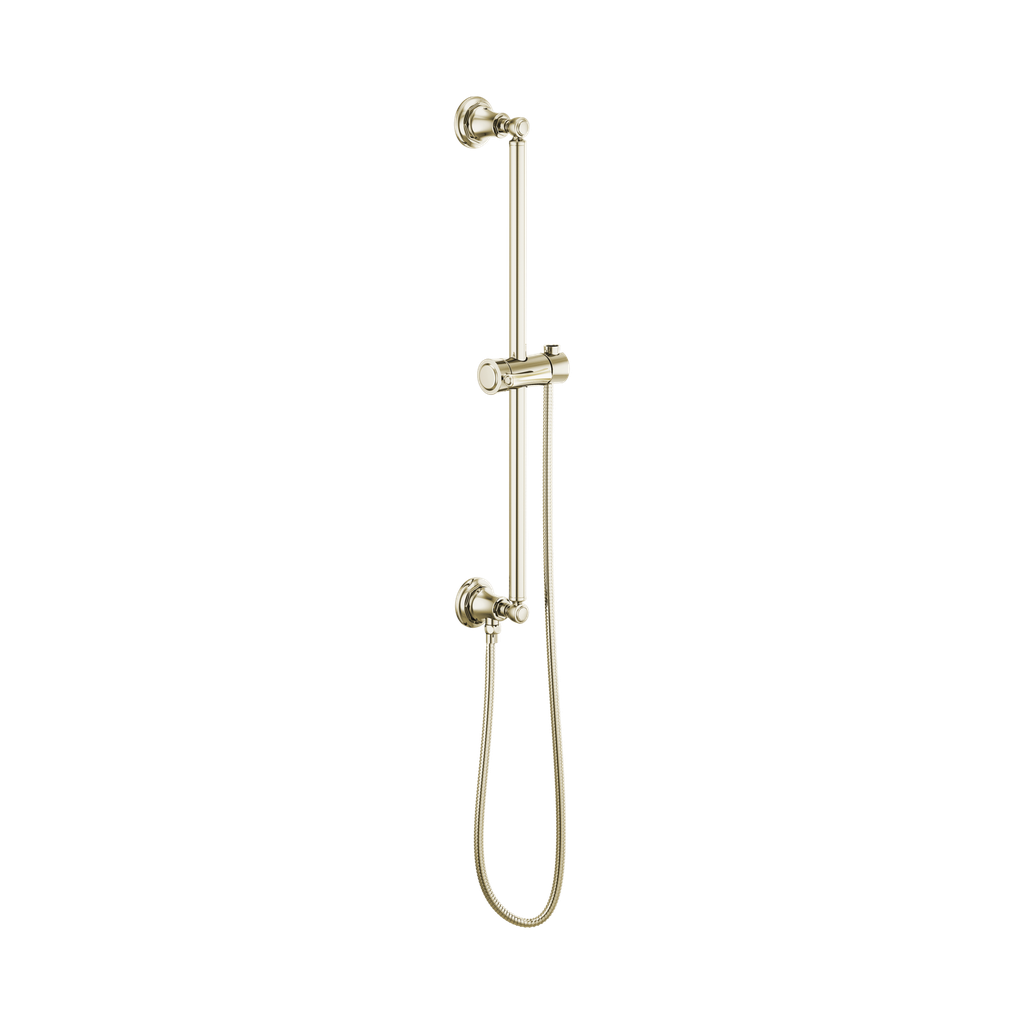 Brizo 74795-PN Essential Shower Series Classic Round Slide Bar With Hose Brilliance Polished Nickel