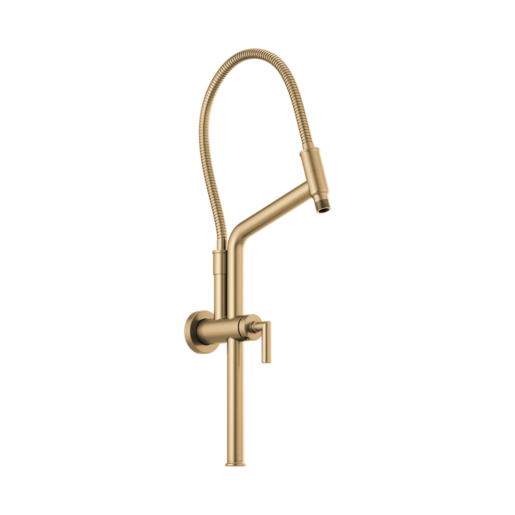 Brizo 81892-GL Essential 10 7/16" Linear Round Slide Bar Shower Arm And Flange Brilliance Luxe Gold