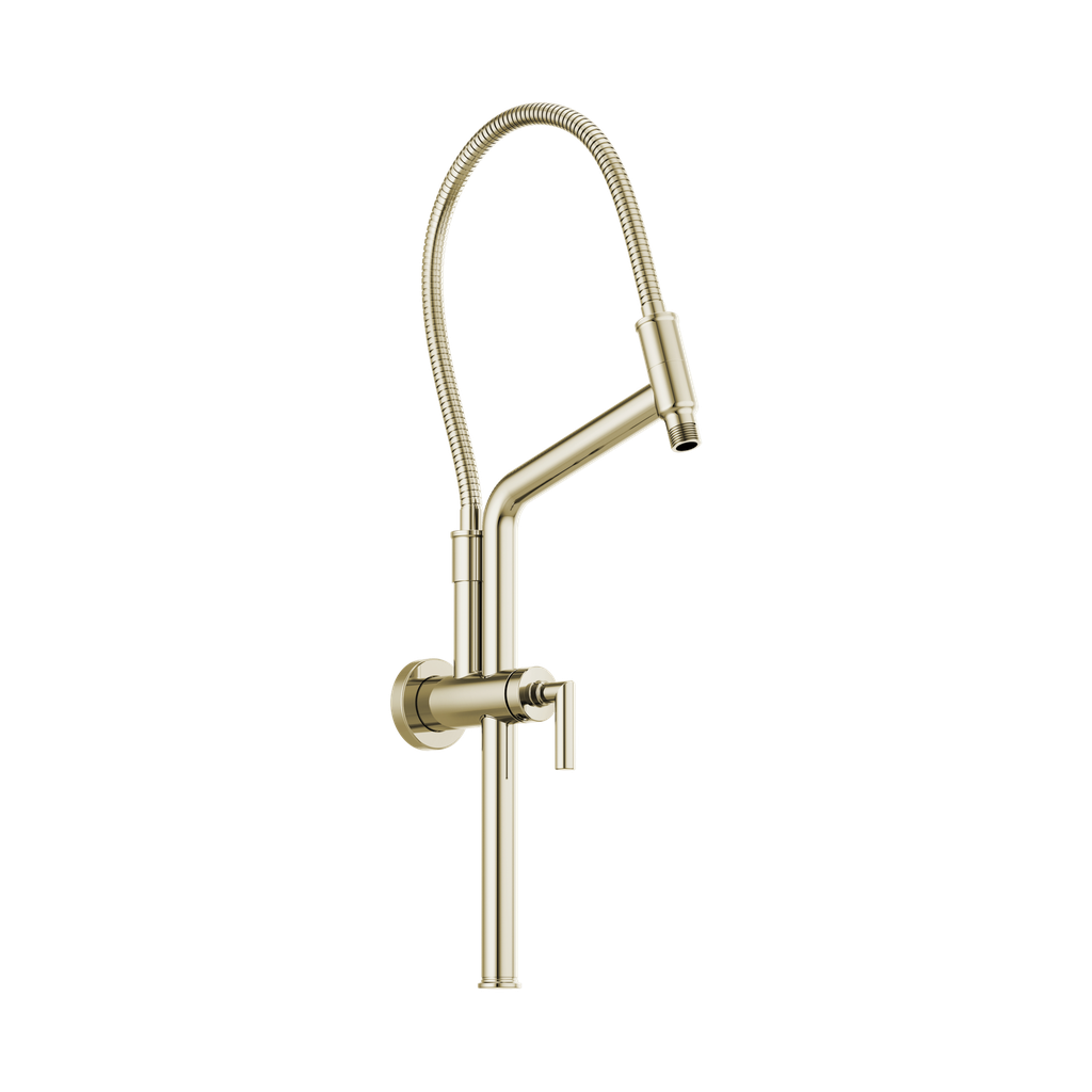 Brizo 81892-PN Essential 10 7/16" Linear Round Slide Bar Shower Arm And Flange Brilliance Polished Nickel