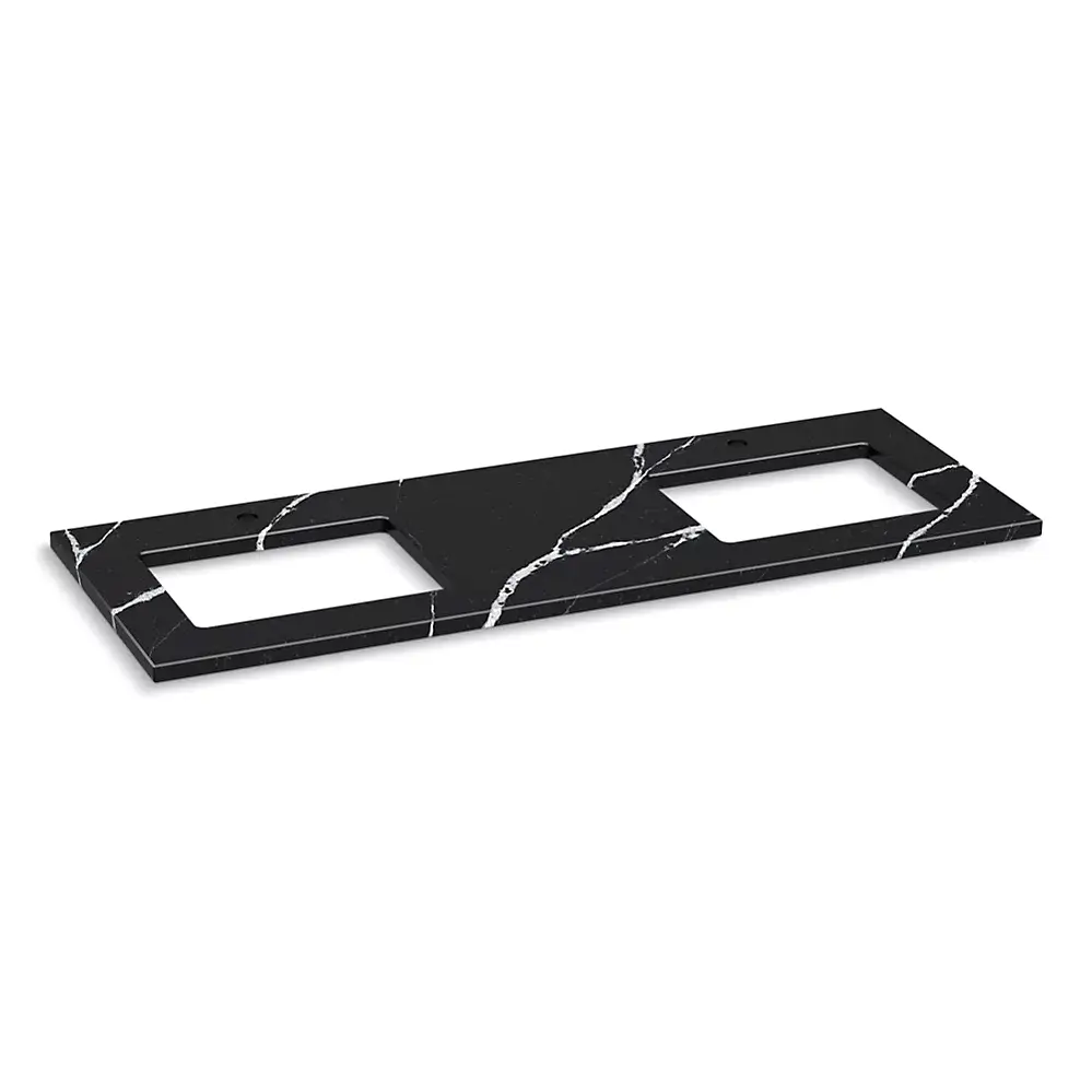 Kohler 28255-EMQ Silestone 61" Quartz Vanity Top Two Rectangular Cutouts Eternal Marquina