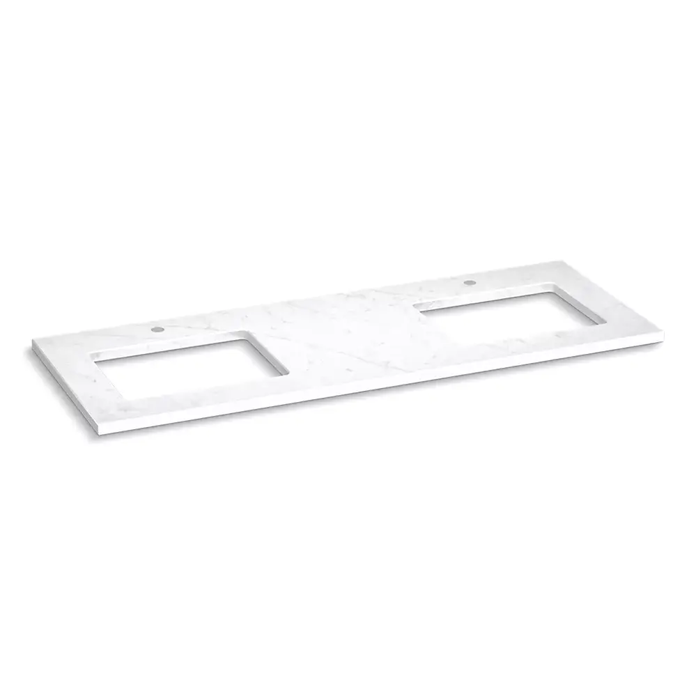 Kohler 28255-EST Silestone 61" Quartz Vanity Top Two Rectangular Cutouts Eternal Statuario