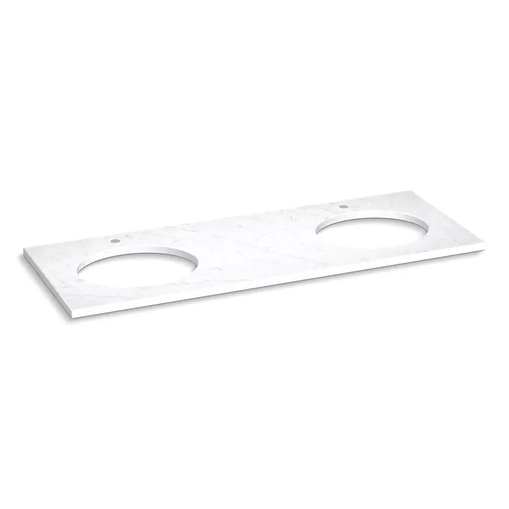 Kohler 28256-EST Silestone Quartz 61" Vanity Top Double Oval Cutouts Eternal Statuario