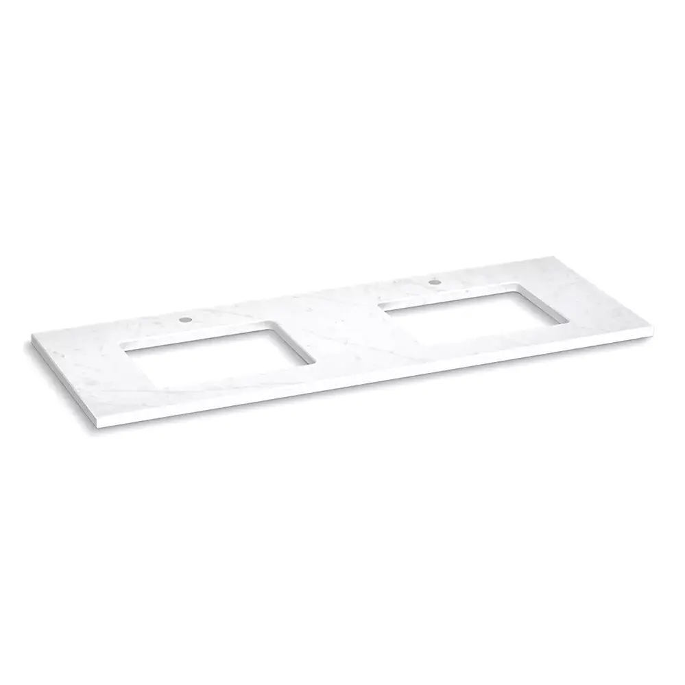 Kohler 28258-EST Silestone 61" Quartz Vanity Top Two Rectangular Cutouts Eternal Statuario