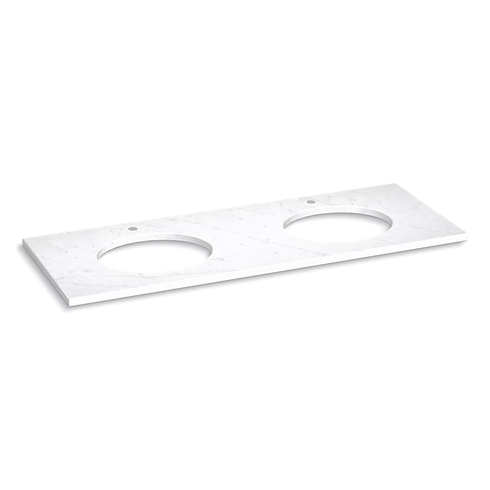 Kohler 28259-EST Silestone Quartz 61" Vanity Top Double Oval Cutouts Eternal Statuario