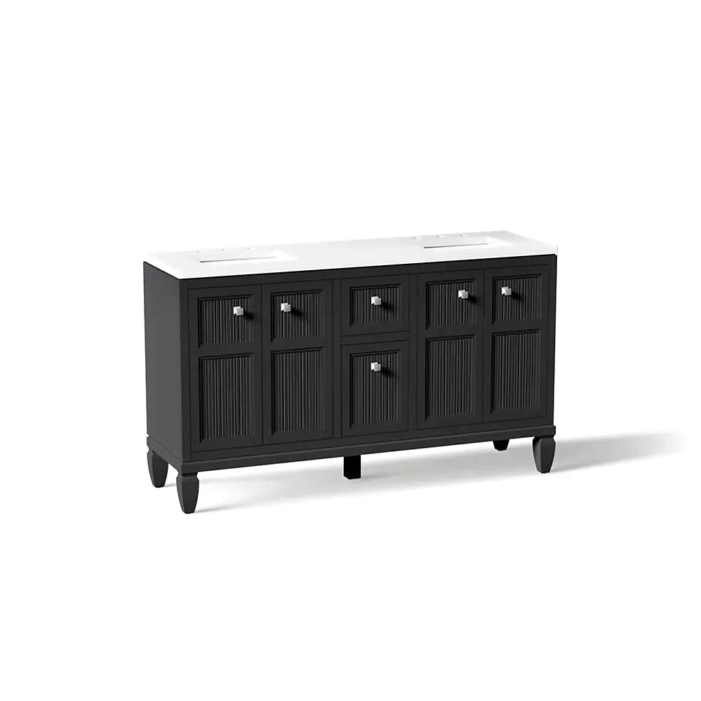 Kohler 33539-ASB-1WX Hearthaven 60" Vanity Cabinet With Sink Slate Grey