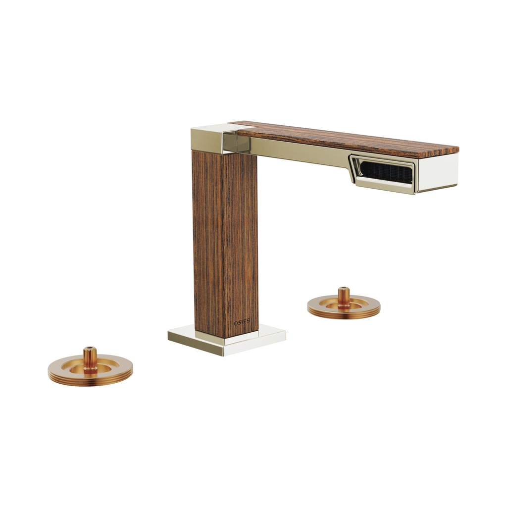 Brizo 65322LF-PNTKLHP Frank Lloyd Wright Widespread Lavatory Faucet Less Handles Polished Nickel Wood