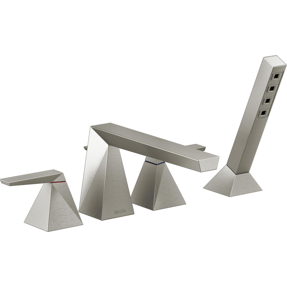 Delta T4743-SS-PR Trillian 4-Hole Roman Tub With Handshower Trim Lumicoat Stainless