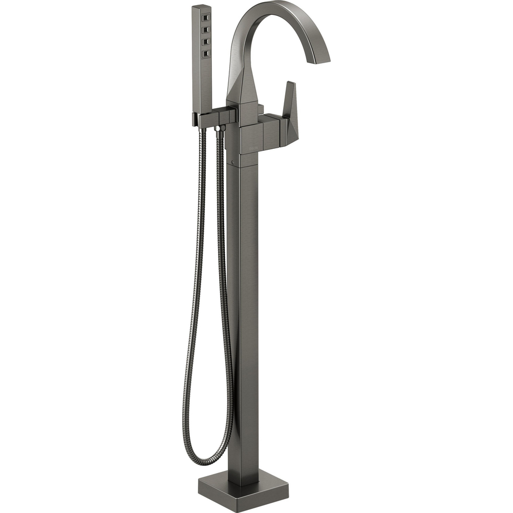Delta T4746-KS-PR-FL Trillian Floor Mount Tub Filler Trim Lumicoat Black Stainless