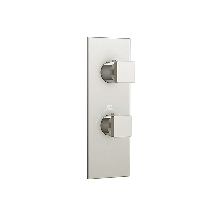 Aquabrass S8395 Square Trim Set For 12123 1/2 Thermostatic Valve 3 Way Shared Functions Brushed Nickel
