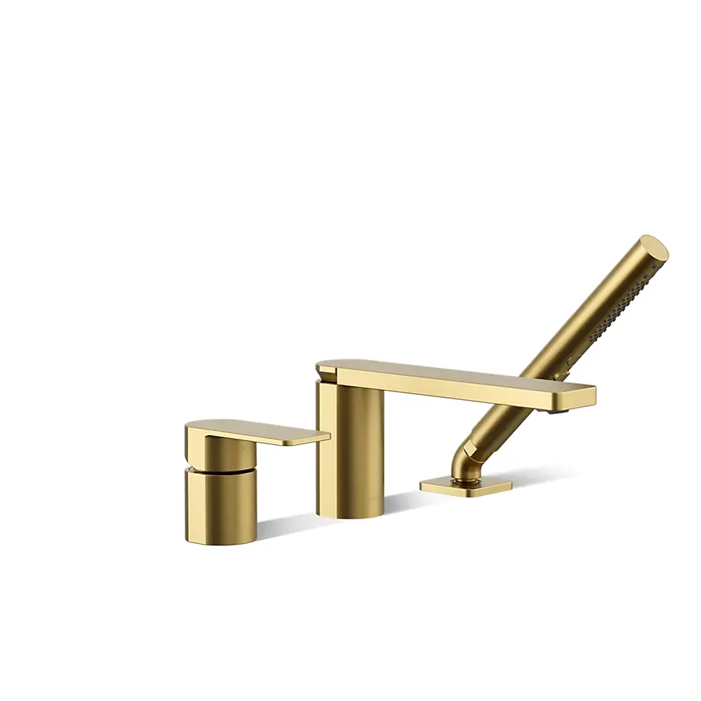 Kohler 23488-4-2MB Parallel Deck-Mount Bath Faucet With Handshower Vibrant Brushed Modern Brass