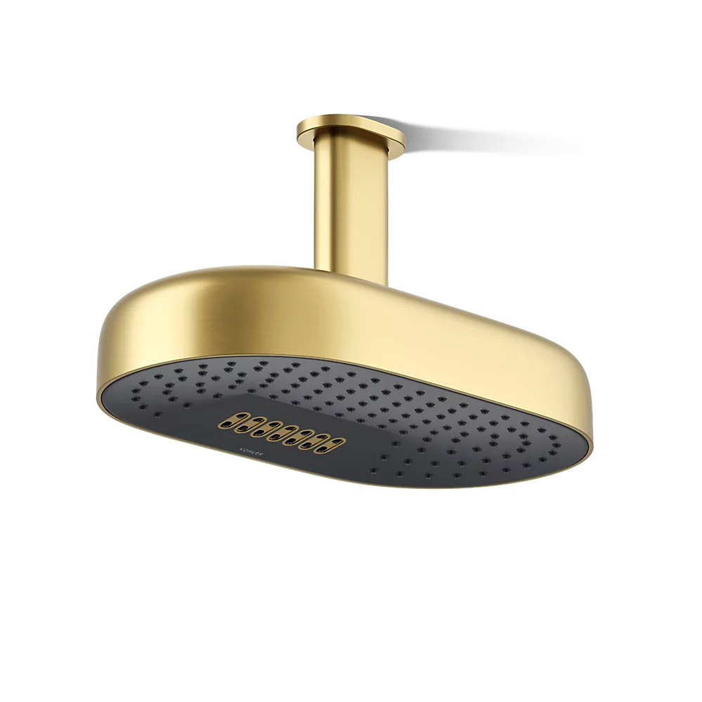 Kohler 26295-2MB Statement Oblong 14" Two Function Rainhead Vibrant Brushed Modern Brass