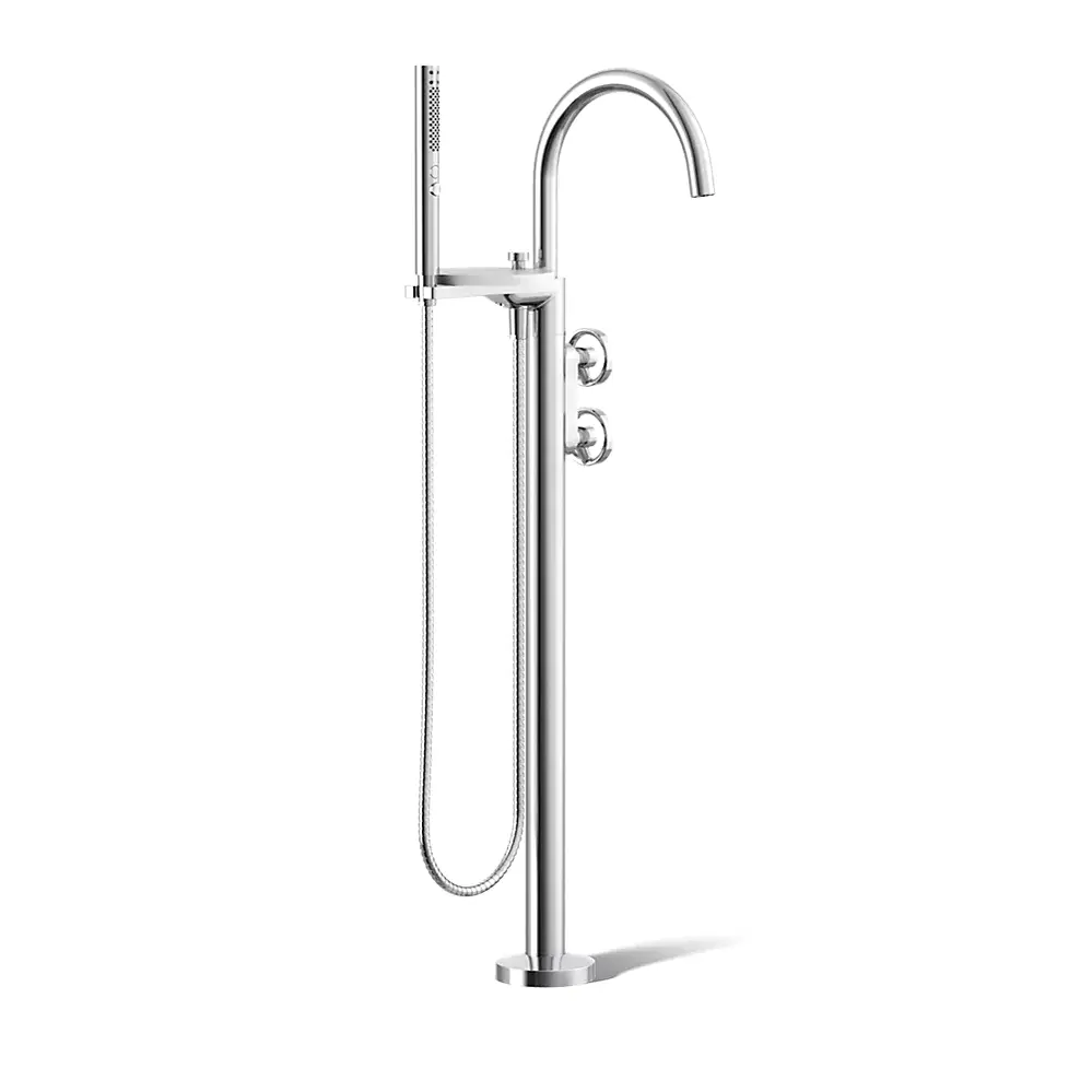 Kohler T77984-9-CP Components Freestanding Bath Faucet Industrial Handles Polished Chrome