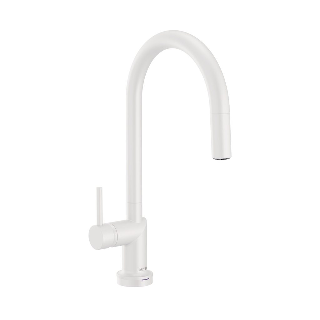 Brizo 64075LF-MWLHP Odin Smart Touch Arc Pull-Down Kitchen Faucet Less Handle Matte White