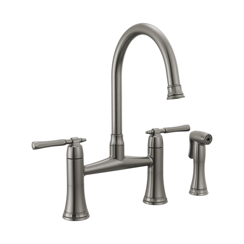 Brizo 62558LF-SL Tulham Bridge Kitchen Faucet with Side Spray Luxe Steel