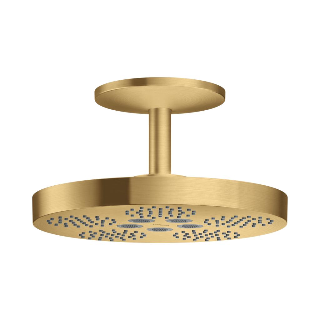 Hansgrohe 48484251 Axor One Showerhead 280 2-Jet With Ceiling Mount Trim Brushed Gold Optic