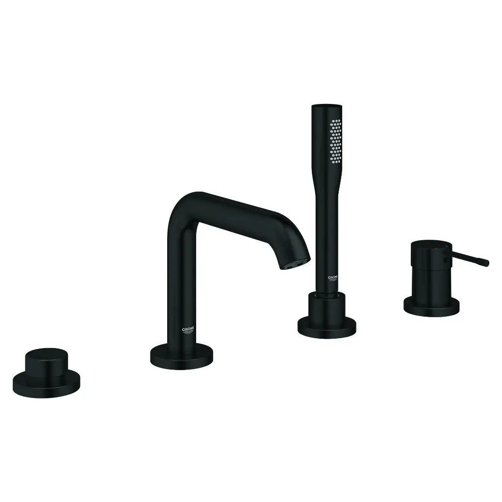 Grohe 195782431 Essence Four-Hole Roman Tub Filler With Hand Shower Matte Black
