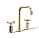 Kohler 14406-3-AF Purist Widespread Bathroom Sink Faucet Cross Handles Vibrant French Gold