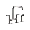 Kohler 7548-4-TT Purist Two Hole Bridge Kitchen Faucet Vibrant Titanium
