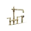 Kohler 76519-4-AF Artifacts Three Hole Bridge Kitchen Faucet Vibrant French Gold