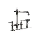 Kohler 76519-4-TT Artifacts Three Hole Bridge Kitchen Faucet Vibrant Titanium