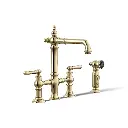 Kohler 76520-4-AF Artifacts Three Hole Bridge Bar Faucet Vibrant French Gold