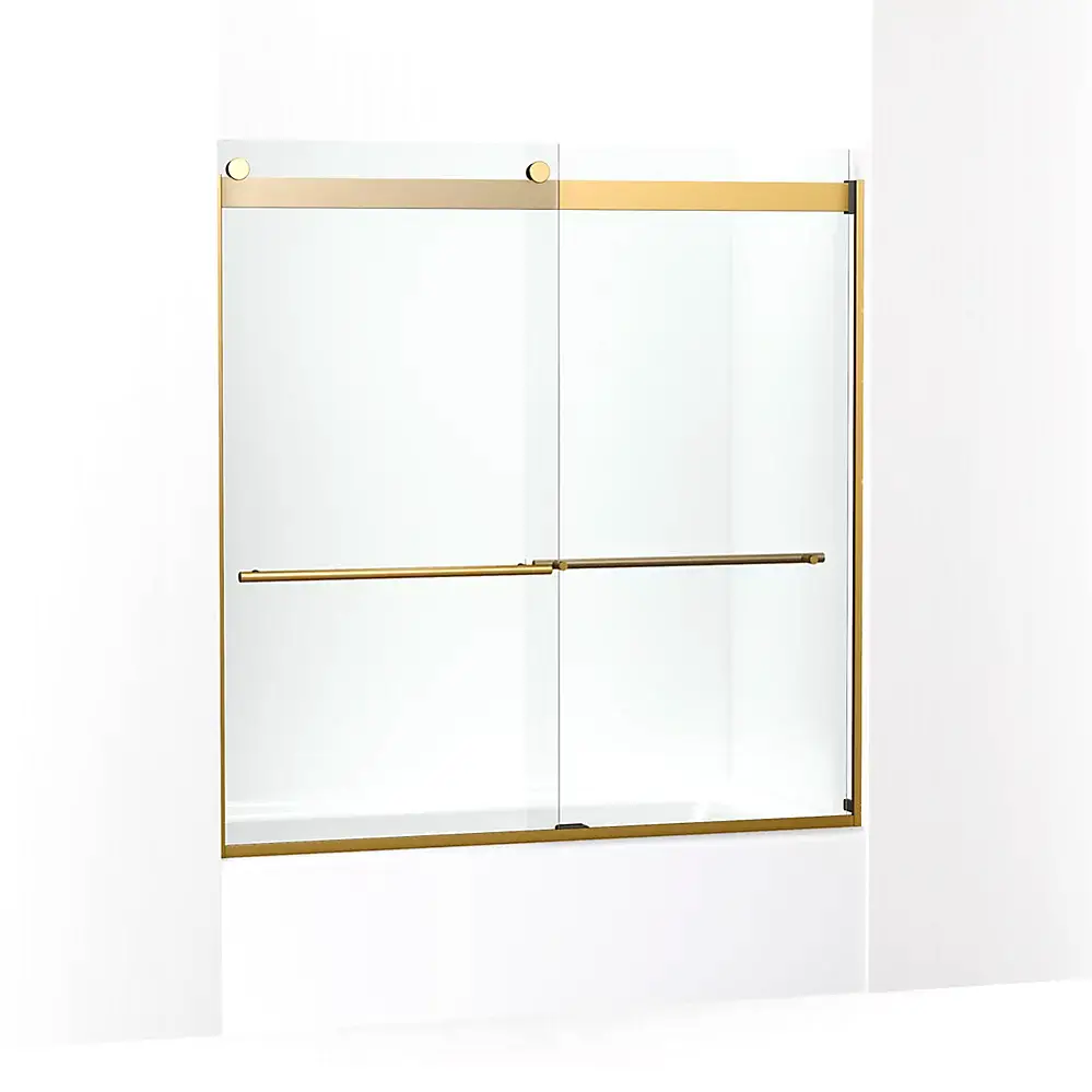 Kohler 702420-L-2MB Levity Plus Frameless Sliding Bath Door Vibrant Brushed Moderne Brass
