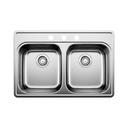 Blanco 400003 Essential 2 Three Holes Double Drop In Kitchen Sink
