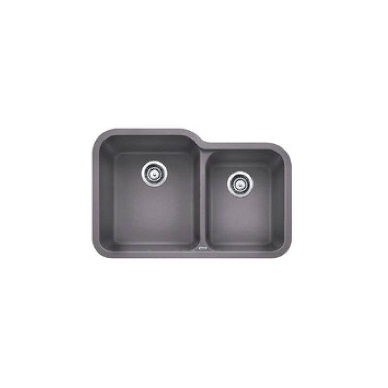 Blanco 401676 Vision U 1.75 Double Undermount Kitchen Sink Metallic Gray
