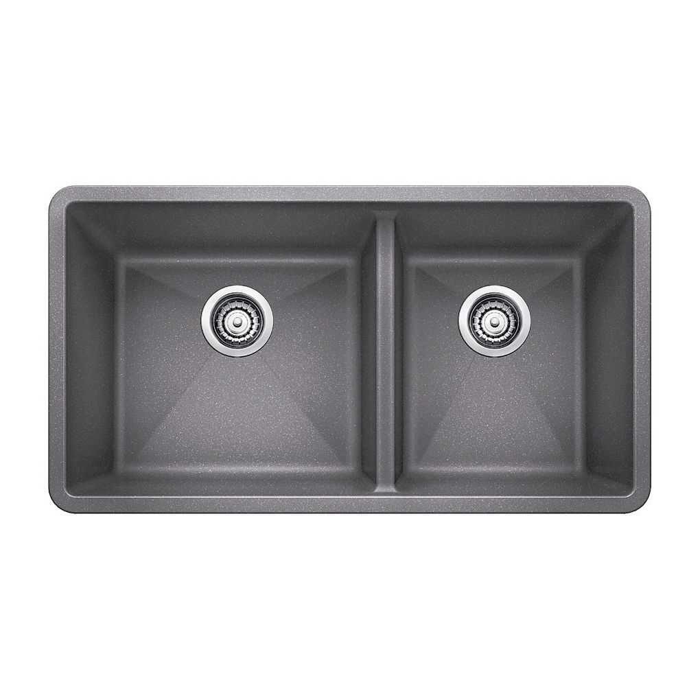 Blanco 401682 Precis U 1.75 Undermount Double Kitchen Sink Metallic Grey