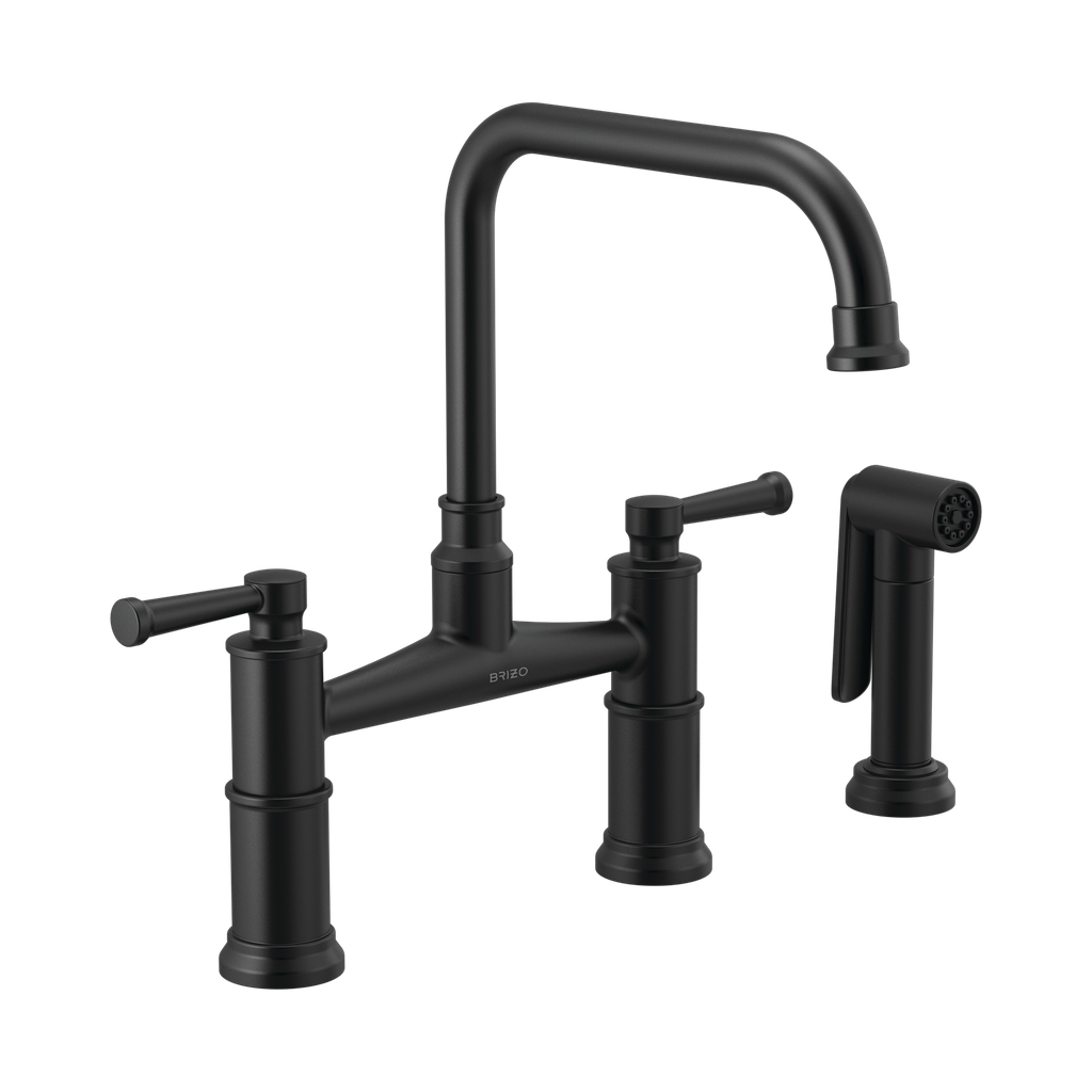 Brizo 62525LF-BL Artesso Two Handle Bridge Kitchen Faucet With Spray Matte Black