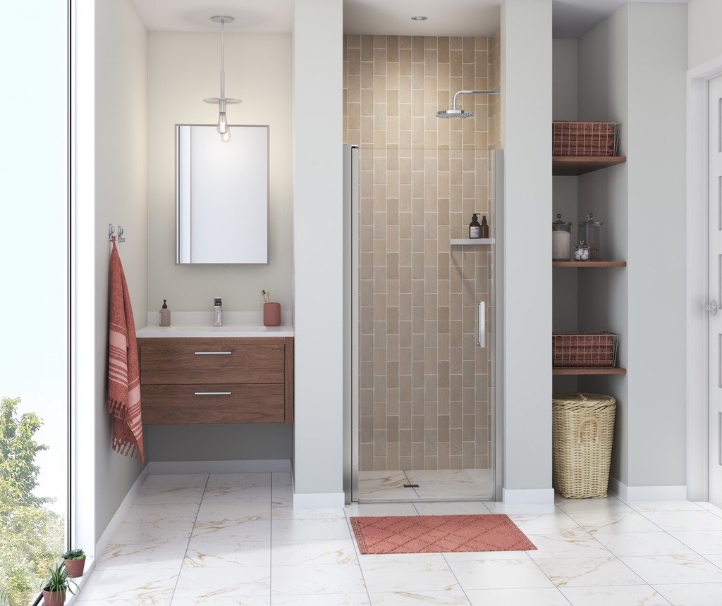 Maax 138264-900-084-101 Manhattan 31-33 x 68 in. 6 mm Pivot Shower Door for Alcove Installation with Clear glass & Square Handle in Chrome