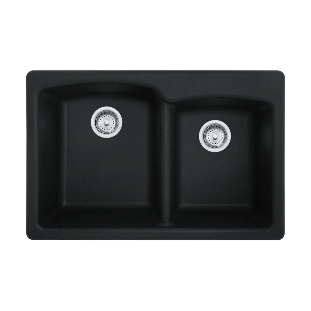 Franke EOMB33229-1-CA Ellipse Granite Dual Mount Double Sink Matte Black