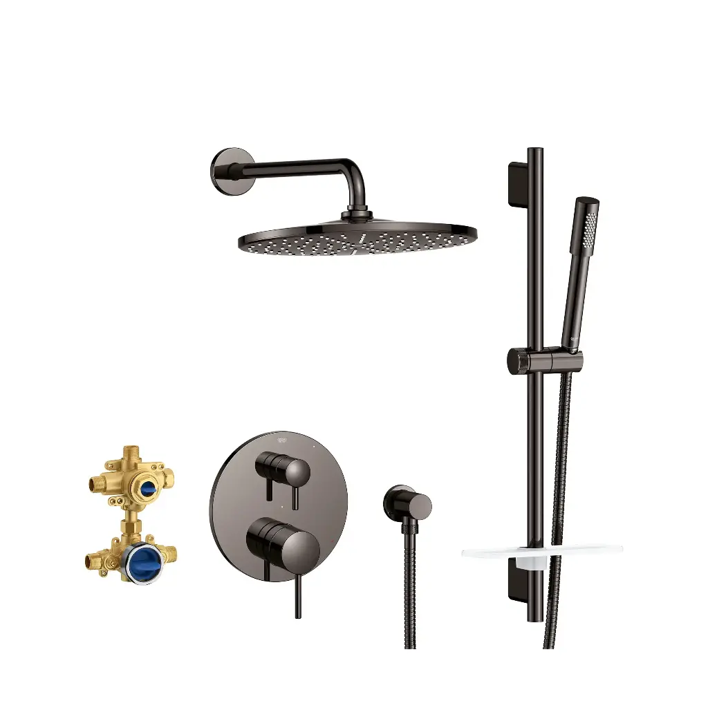 Grohe 29430A00 Timeless Pressure Balance Rain Shower Set Hard Graphite