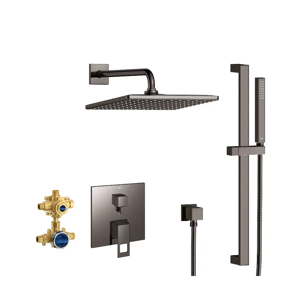 Grohe 29432A00 Eurocube Pressure Balance Rain Shower Set Hard Graphite