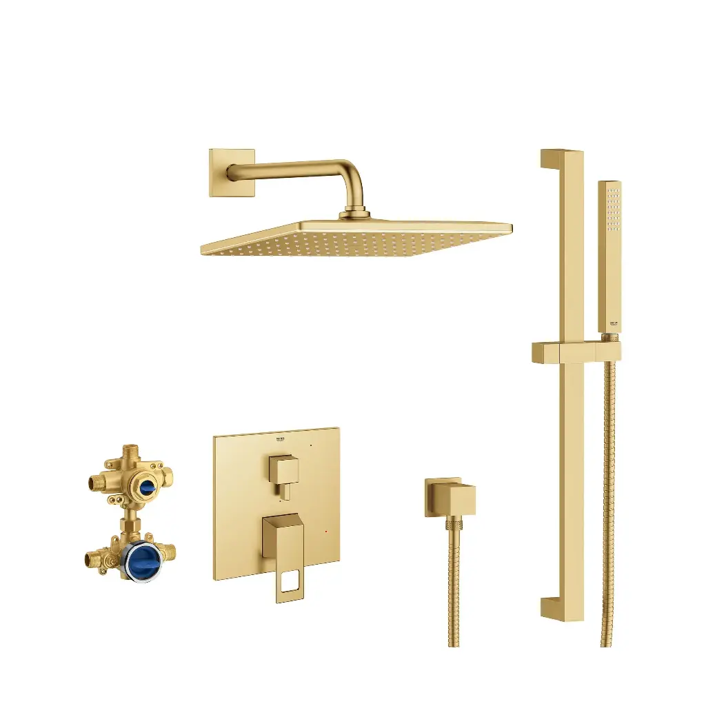 Grohe 29432GN0 Eurocube Pressure Balance Rain Shower Set Brushed Cool Sunrise
