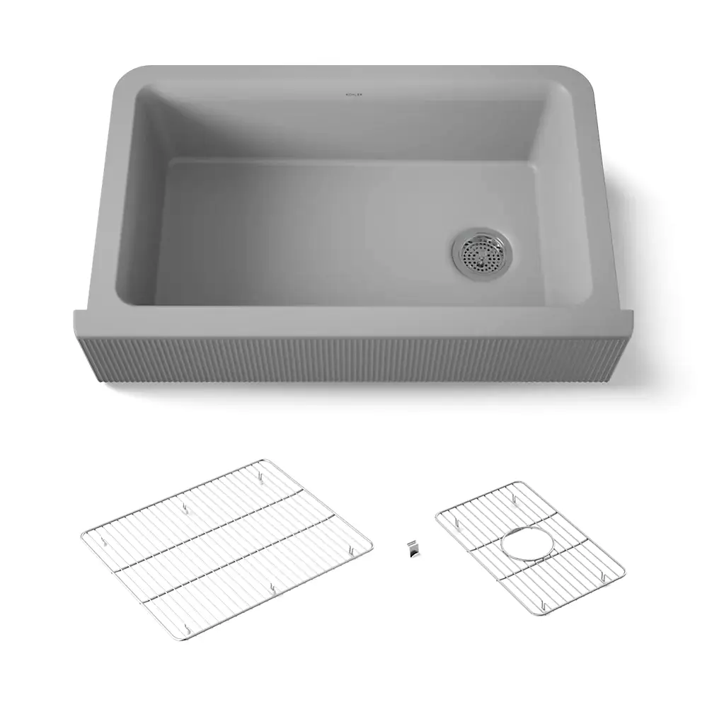 Kohler 25788-CM4 Cairn 34" Undermount Single Bowl Farmhouse Kitchen Sink Matte Grey