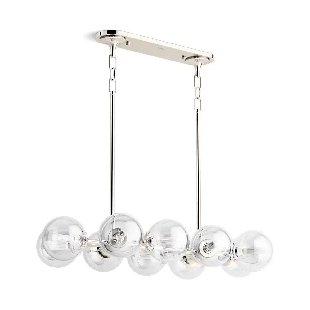 Kohler 31766-CH10-SNL Bellera 10 Light 38" Linear Chandelier Polished Nickel