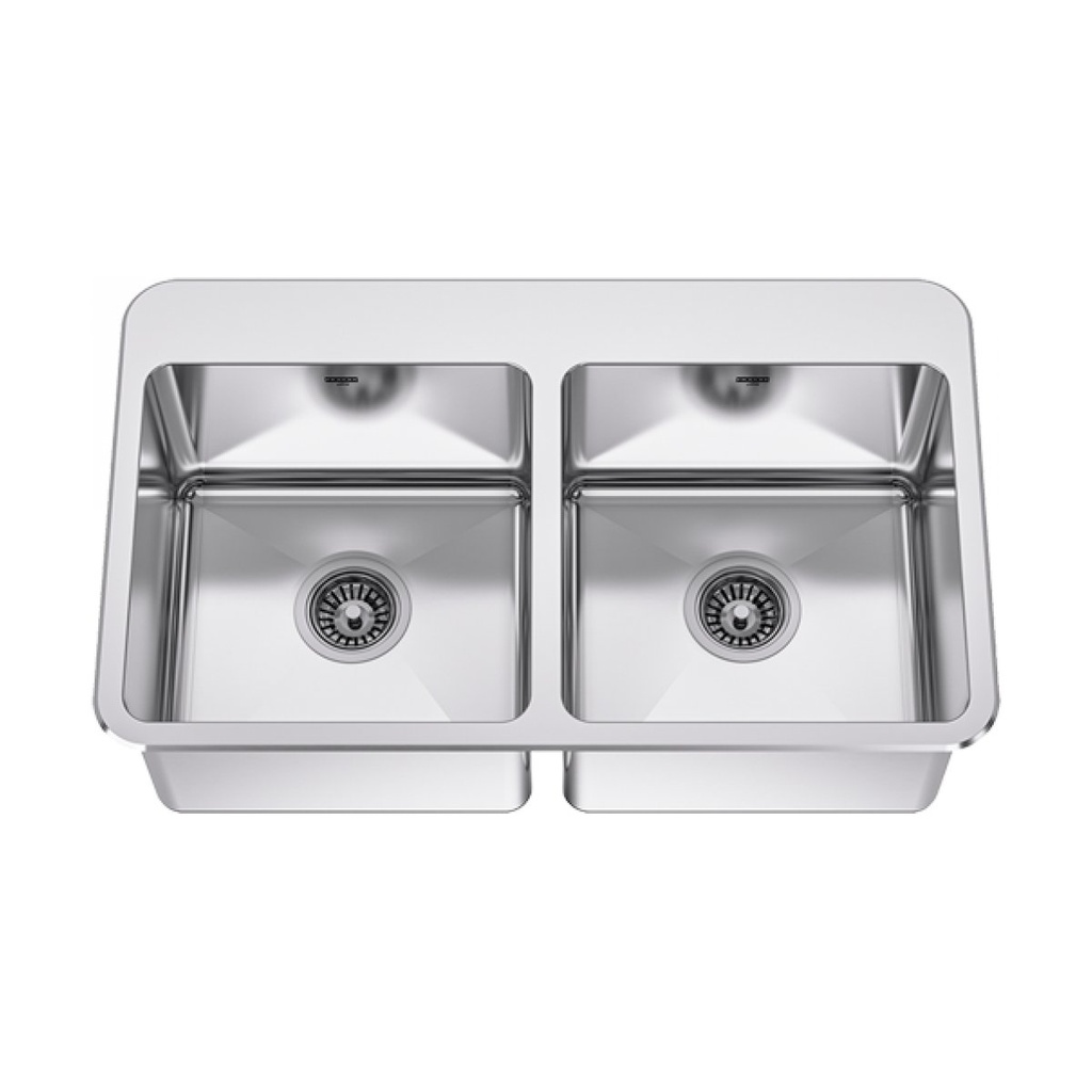Franke LBD4408P-1-3 Double Sink With Ledge 18 Gauge Stainless Steel